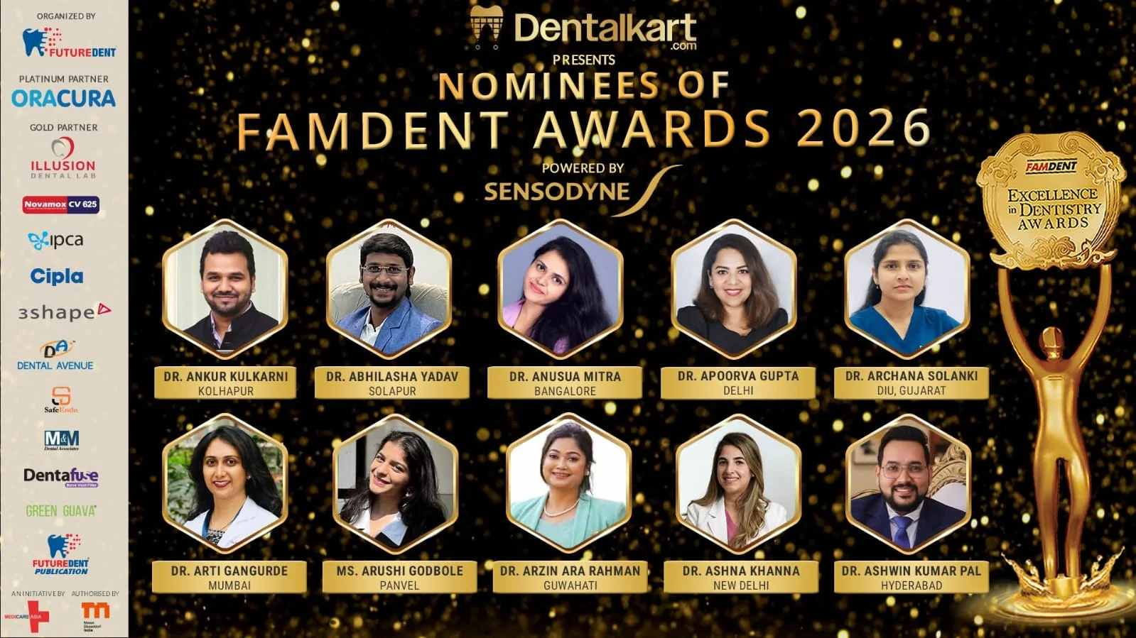 Famdent Awards 2026 nominees graphic including Dr. Ashwin Kumar Pal