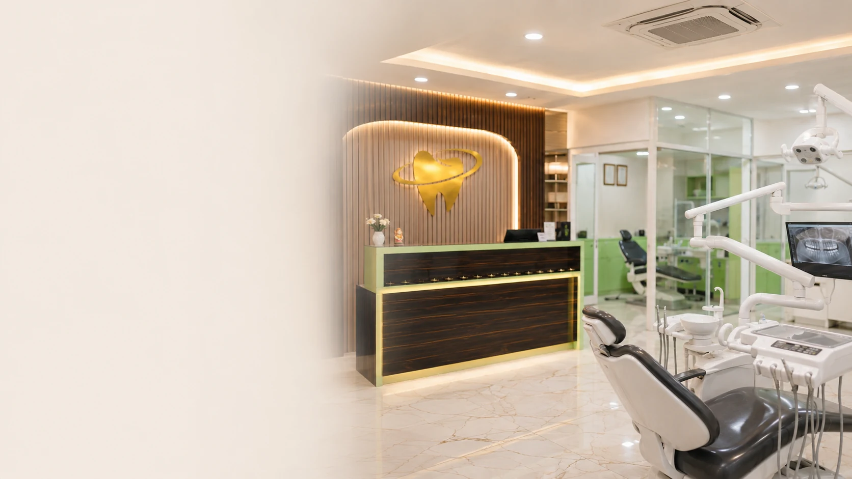 Modern reception and dental treatment environment at Dr. Ashwin's Tooth Booth